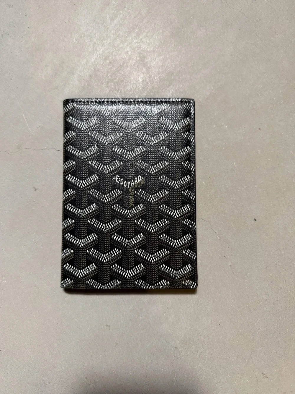 Goyard Black Goyardine Cardholder Passport Holder Wallet OS